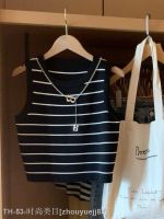 ✚┋ Striped Knitted Camisole Womens Summer Inner Wearing Outer Wearing Design Niche Chic Spice Girl Short Slim-fit Top