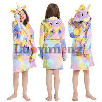 Kigurumi Animal Bath Robes Boys Girls Sleepwear Onesies Childrens Clothing Flannel Hooded Beach Towel Robes Kids Dressing Gowns