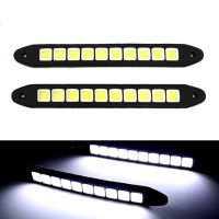 2PCS 12V 10LED ไฟรถยนต์ Universal LED ไฟวิ่งกลางวันรถไฮไลท์กันน้ำยืดหยุ่น COB โคมไฟ Auto อุปกรณ์เสริมภายนอก