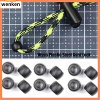 WENKEN 10pcs ที่หนีบหางเชือก ตัวล็อคสาย 4mm ครับ เหล็กพลาสติกเหล็ก คลิปปลาย ของใหม่ สีดำสีดำ สปริงตะขอเกี่ยว ชิ้นส่วนเครื่องมือกลางแจ้ง