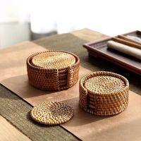 【hot】☬☌  1PCS Round Rattan Coasters Insulation Bowl Mats Table Decoration