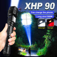 【การจัดส่งในประเทศไทย】XHP90 LED ไฟฉายไฟ ไฟฉายกันน้ำ ไฟฉายพลังสูง 7 Mode Flashlight ไฟฉายแรงสูง ไฟฉายLEDยุทธวิธีแบบพกพาชาร์จมือถือได้ แรงสูงชาร์จ USB สามารถชาร์จ สว่างมาก ปรับได้ 7 (กันน้ำ) แถมถ่าน 2 ก้อน โหมดสว่างมากสำหรับการตั้งแคมป์การเดินป่าตกปลากรณีฉุ