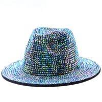 Rhinestone Fedora Jazz Hats Cowboy Hat For Women And Men Double-Sided Color Cap Red With Black Diamond Fedora Wholesale