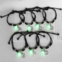 Fashion Letter luminous Couple Bracelet Simple Handmade Woven Charm Jewelry Adjustable Elastic Rope Bracelet Party Jewelry Gifts Charms and Charm Brac