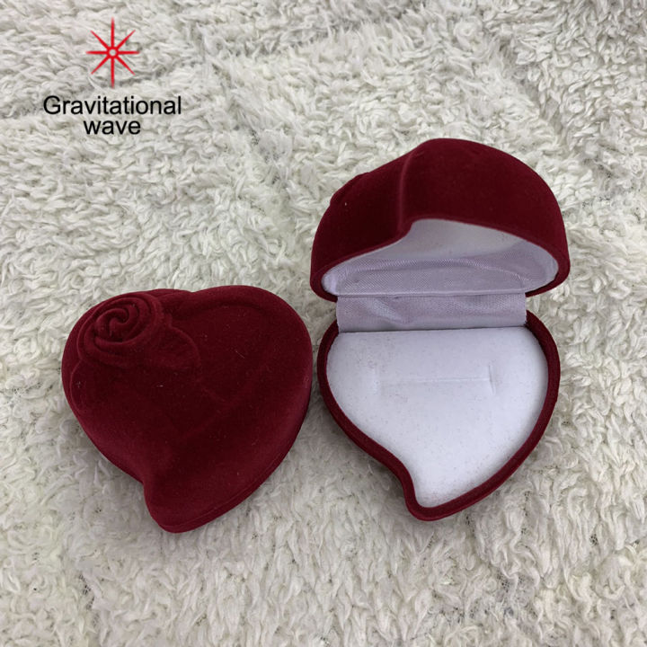 กล่องที่โชว์แหวนจัดงานแต่งงานคลื่นความโน้มถ่วงกล่องกุหลาบหัวใจรูปร่างจัดเก็บเครื่องประดับขอแต่งงาน