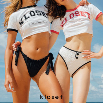 Kloset (KK22-T003) Kloset Cotton T-shirt เสื้อเอวลอย เสื้อครอป เสื้อKLOSET เสื้อผู้หญิง