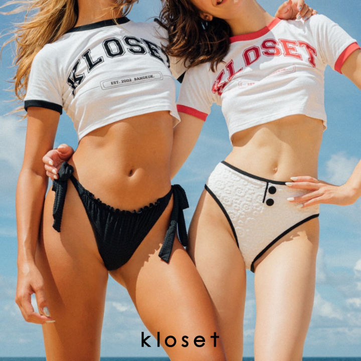 kloset-kk22-t003-kloset-cotton-t-shirt-เสื้อเอวลอย-เสื้อครอป-เสื้อkloset-เสื้อผู้หญิง