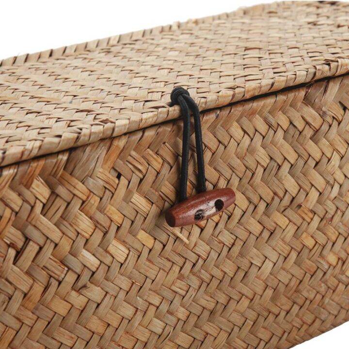 2pcs-storage-basket-hand-woven-creative-rice-table-coffee-table-storage-basket-with-lid