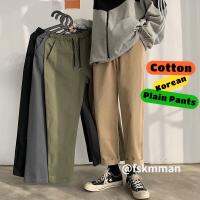 CODkjmlea30 ?Fast Shipping? Summer Cotton Casual Slim Fit Straight Cut Wide Leg Khakis Cotton Plain Long Slack Chino Korean Pants Men Seluar Slack Lelaki