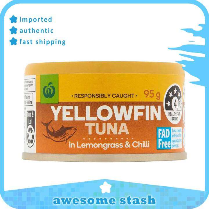 Woolworths Yellowfin Tuna in Lemongrass and Chilli 95g / Australia