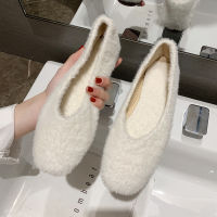 New Fashion Hand-Made Winter Women Flats Round Toe Feather Decor Ladies Shoes Autumn Winter Plush Fur Insole Warm Women Loafers