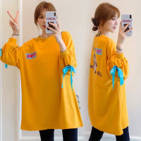 0829# Maternity Tops Letter Printing Spring Autumn Long Sleeves Easy Matching Loose Stylish Tops Pregnant Women