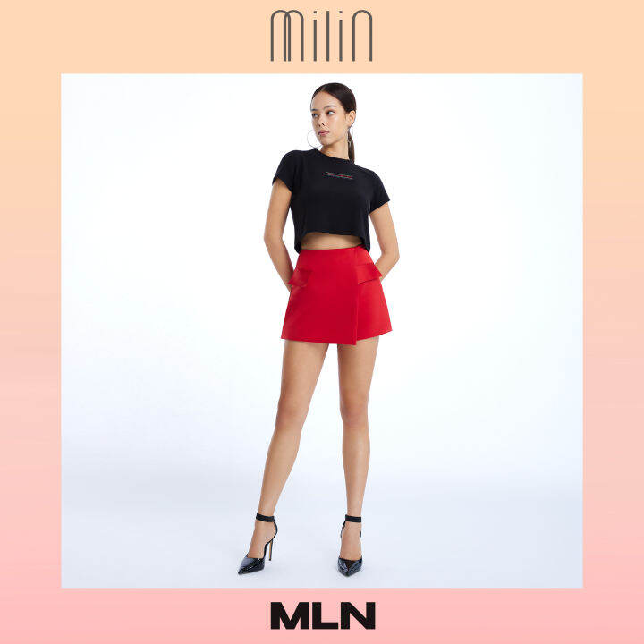 milin-high-waist-front-wrap-style-shorts-กางเกงขาสั้น-เอวสูง-ป้ายด้านหน้า-แต่งฝากระเป๋า-sheryl-shorts-mln