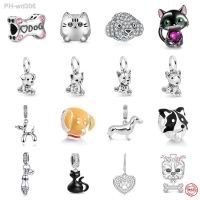 925 Sterling Silver Pet DogPet Cat Border Collie Dachshunds Dangle Beads Charm Fit Original Pandora Bracelet DIY Jewelry