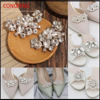 CONGMING 1PC Rhinestone ส้นสูง เจ้าสาว หัวเข็มขัด คลิปเงา คลิปตกแต่งรองเท้า แคลมป์สแควร์