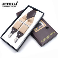 JIERKU Suspenders Braces หนัง Suspenders 4 คลิป Suspensorio แฟชั่นกางเกงสายคล้องพ่อ/สามีของขวัญ Tirantes Hombre-VXCB MALL