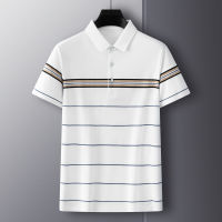 High end nd luxury stripe contrast polo mens 2022 summer Lapel short sleeve top trend loose T-shirt casual business mens