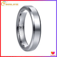 BONLAVIE 4mm 6mm 8mm Tungsten Carbide Ring High Polished Beveled Edge Couple Rinng Wedding Band Tungsten Waterproof Scratch Resistant Anti Rust