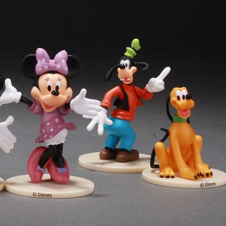 6ชิ้นเซ็ตดิสนีย์มิกกี้เมาส์รูปอะนิเมะการ์ตูนการกระทำ-figurines-มินนี่เป็ด-g-oofy-รุ่นตุ๊กตาสาวเค้ก-t-opper-ตกแต่งของเล่น
