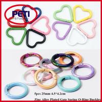 PETI STUDIO 5pcs หลากสีหลายสี หัวเข็มขัดโอริงสำหรับฤดูใบไม้ผลิ 25มม. 4.54.2ซม. กลม/รูปหัวใจ Carabiner ที่มีคุณภาพสูง ทริกเกอร์กดกลม กระเป๋าถือกระเป๋าเงิน