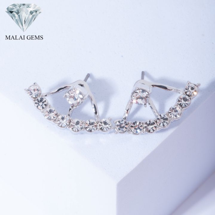 malai-gems-ต่างหูเพชร-เงินแท้-silver-925-เพชรสวิส-cz-เคลือบทองคำขาว-รุ่น11010143-แถมกล่อง-ต่างหูcz-ต่างหูเงินแท้