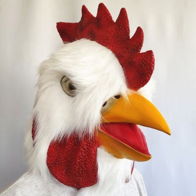 Rooster Mask Chicken Mask Halloween Novelty Costume Party Latex Animal Head Mask Rooster Cosplay Props White