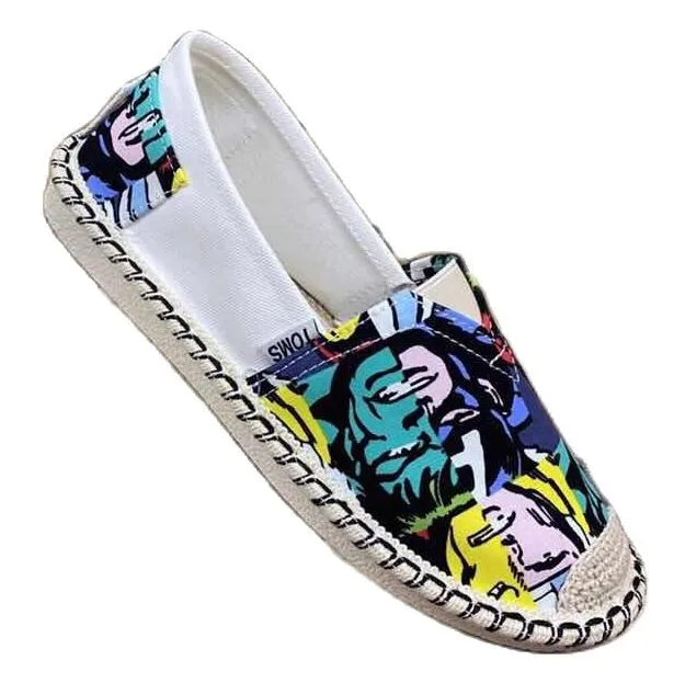 SMART ESPADRILLES EMBROIDERED DESIGN CANVAS SHOES FOR WOMEN HIGH