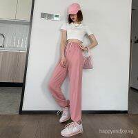 COD DSGERTRYTYIIO Ice Silk Wide Leg Pants Female Thin Straight-Leg Pants Student Leisure Tappered Sweatpants Sports Casual Pants Womens BF-Style Pants