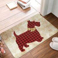 ✐☁ Scottie Dog Tartan Plaid Front Door Mat Anti-Slip Indoor Quick Dry Scottish Terrier Doormat Floor Bathroom Entrance Rug Carpet