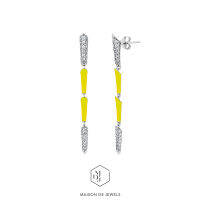 Maison de Jewels - Dangling Marque ID Earrings ต่างหูเงิน อินเทรนด์ ดีไซน์ สีนีอ็อน