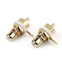 RCA Plug Connector Female Socket Connectors Chassis Panel Mount Adapters Audio Jack Speaker Plugs Black Red Gold Plated Electrical Connectors