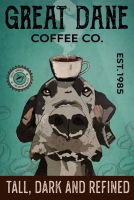 Zhongqingshop Great Dane ป้ายโลหะดีบุกตลกสำหรับ Great Dane Coffee Co. โปสเตอร์ตกแต่งในร้านกาแฟร้านอาหารห้องครัวห้องนั่งเล่นและผนังศิลปะภายในบ้าน