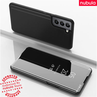 NUBULA For Samsung Galaxy S22 5G SM-S901 | S22+ Plus SM-S906 | S22 Ultra SM-S908 Flip Casing Luxury Plating Mirror Clamshell Galaxy S22 Hard Flip Case Inner PU Leather Built-in Stand Clear View Flip Cover For Samsung Galaxy S22 S22+ Ultra 5G