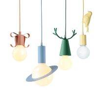 Nordic lamps modern simplicity childrens room creative living room dining room macaron pendant light antlers bar hanging lamp