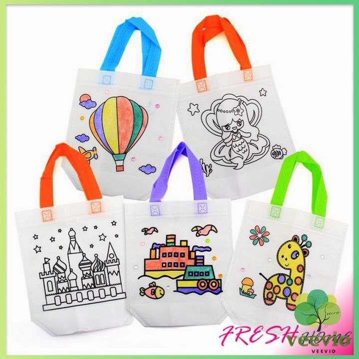 veevio-ระบายสี-6-แท่ง-กระเป๋าผ้าระบายสีพร้อมสีระบาย-กระเป๋าผ้า-graffiti-bag-มีสินค้าพร้อมส่ง