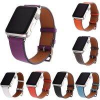 DAHASE ลิ้นจี่สายหนังแท้สำหรับนาฬิกาซีรีส์4 3 2 1สายนาฬิกาสายรัดสำหรับ Iwatch คลาสสิคขนาด40มม. 44มม. 42มม. 38มม.