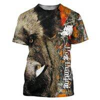 3D Wild Boar Hunting T-shirt Mens Summer Digital Printed Top Casual Short Sleeve Womens Fashion Trend T-shirt 2021