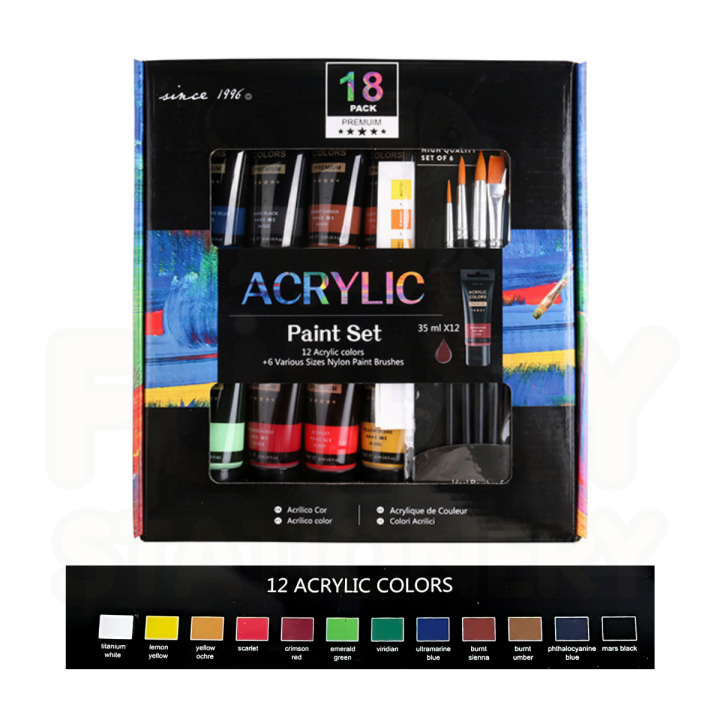 สีอะคริลิค-แถม-พู่กัน-สีอะคริลิก-ชุดสีอะคริลิค-แบบหลอด-35ml-giorgione-acrylic-paint-set-สีอะคริลิคแบบหลอด-g-ac-35