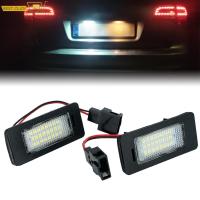 2 PCS ป้ายทะเบียน Led จำนวนผู้ถือแผ่นโคมไฟไม่มีข้อผิดพลาดสำหรับ Audi A1 A4 B8 A5 S5 S6 A7 Q5 TT TTS 2D สำหรับ VW Golf Jetta