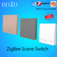 BOIO Tuya ZigBee ไร้สาย9ฉากสวิทช์ปุ่มกดแบตเตอรี่ขับเคลื่อนส่งสัญญาณสมาร์ทชีวิต App อัตโนมัติ1/2/3/4แก๊ง