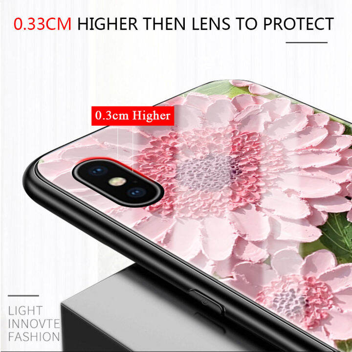 ปลอกฝาหลังกระจกเทมเปอร์เคสมันวาวกันกระแทกลายดอกไม้สำหรับ-oppo-reno10-pro-5g-ดีไซน์หรูหรา-ins