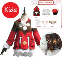 Game Genshin Impact Klee Cosplay Costume ear Wigs Cap Anime Clothes Halloween Costume for Kids girls child children full set bag