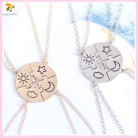 SNSQDYW0010 4 Piece Set ของขวัญ ผู้ชายผู้หญิง เย็บ เครื่องประดับ จี้ BFF สร้อยคอมิตรภาพ Sun Moon Cloud Star เพื่อนที่ดีที่สุด