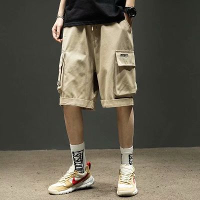 กางเกงคาร์โก้ฤดูร้อนผู้ชายลำลองกีฬากางเกงขาสั้นผู้ชายเบอร์มิวดากางเกงขาสั้น Drawstring หลายกระเป๋ากางเกงคาร์โก้สั้นบุรุษ Streetwear