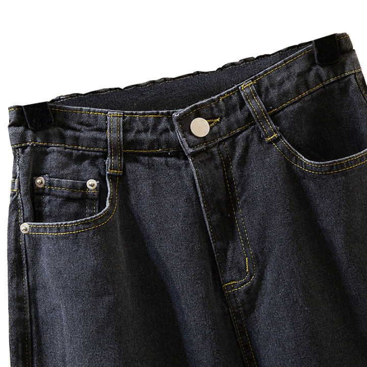 กางเกงขากว้างเอวสูงคาร์โก้วินเทจยีนส์ยืดผู้หญิงกางเกง-y2k-กางเกงยีนส์ลำลอง-jeans-slim-fit-นักเรียน