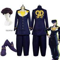 Anime Jojos Bizarre Adventure Season 4 Cosplay Higashikata Josuke Costume Wig Shoes Men Women Halloween Party Roleplay Outfits