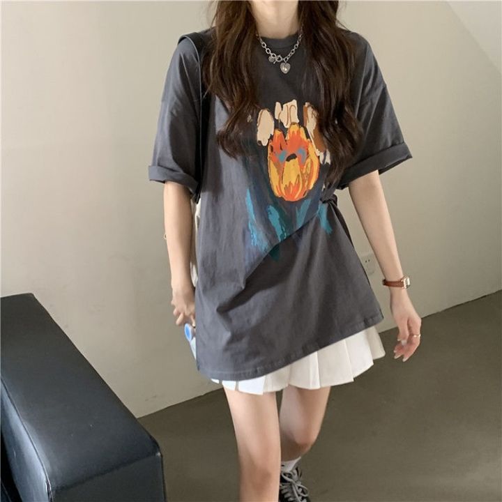 shein-เสื้อยืดแขนสั้นพิมพ์ลาย-เสื้อยืดสาวอวบแฟชั่น-oversize-เสื้อแฟชั่นสไตล์เกาหลีน่ารัก-2324