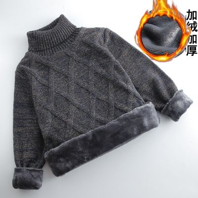 Fashion Boys Plus Velvet Sweaters Autumn Winter Kids Clothing Baby Sweaters Knit Turtleneck Pullover Children Cotton Jumper Tops