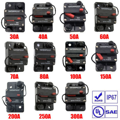 12V24V48V Circuit Breaker ฟิวส์รีเซ็ต30A40A 50A 60A70A300A100A150A200A250Aกันน้ำสำหรับเรือรถระบบเสียง