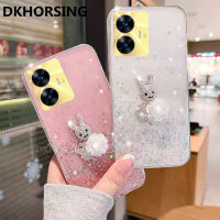 DKHORSING ใหม่เคสใสลายกระต่ายพลอยเทียมสำหรับ Realme C55 C55NFC Realme 10T 5G เคสโทรศัพท์ซิลิโคนนิ่มหรูหรา Realmec55 NFC 2023รูปการ์ตูนแวววาวฝาหลัง REALME10T 5G